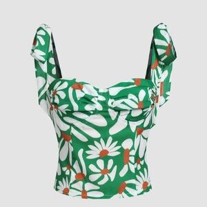 Never worn! Floral Corset Knotted Crop Top (Cider)
